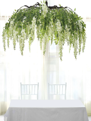 Cream Silk Wisteria Floral Chandelier