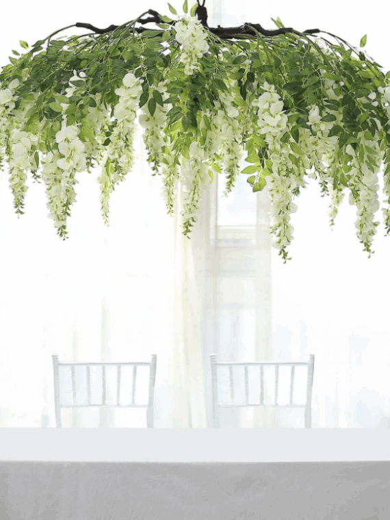 Cream Silk Wisteria Floral Chandelier