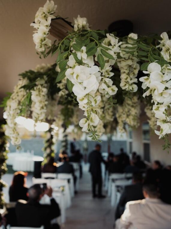 Cream Silk Wisteria Floral Chandelier