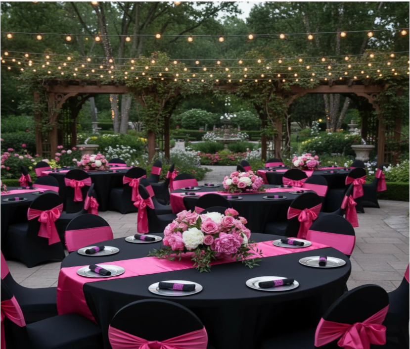 Black spandex table cover