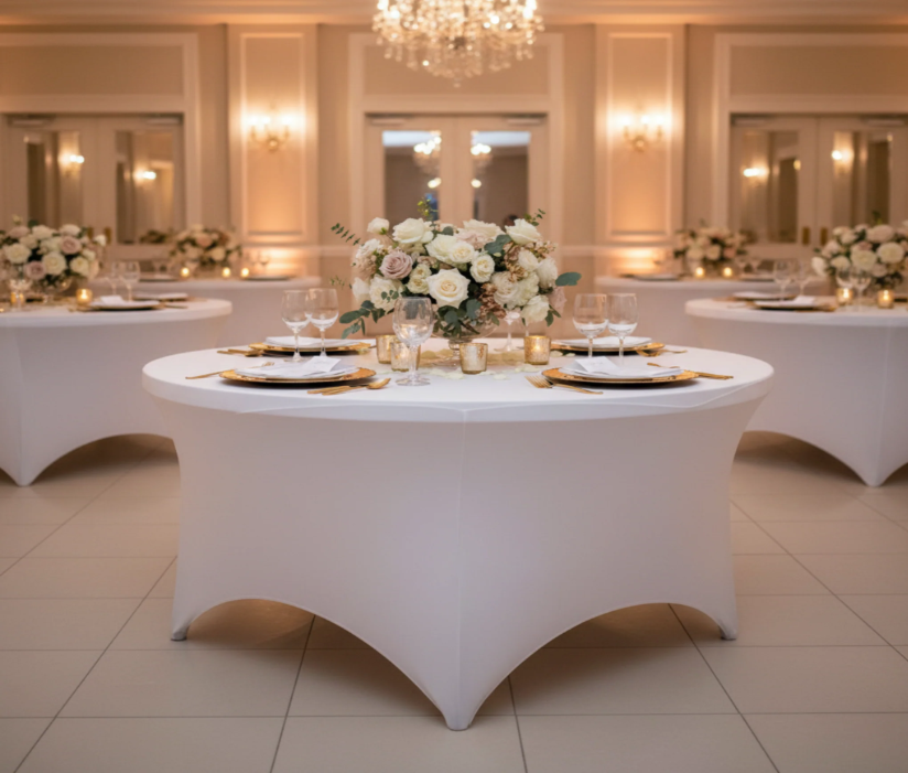 Black spandex table cover