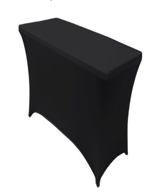 Black spandex table cover for 6ft tables