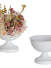 White Metal Vase 6 inch high